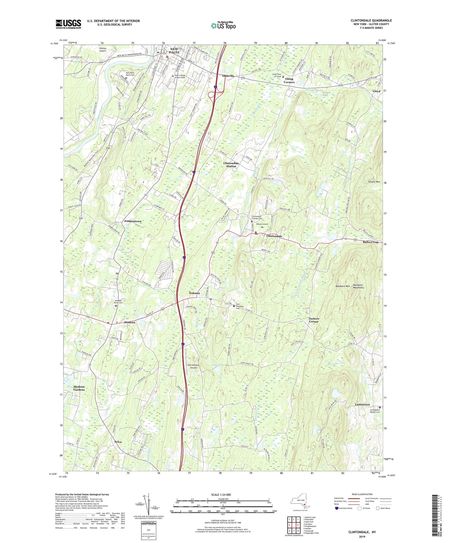 Clintondale New York US Topo Map Image