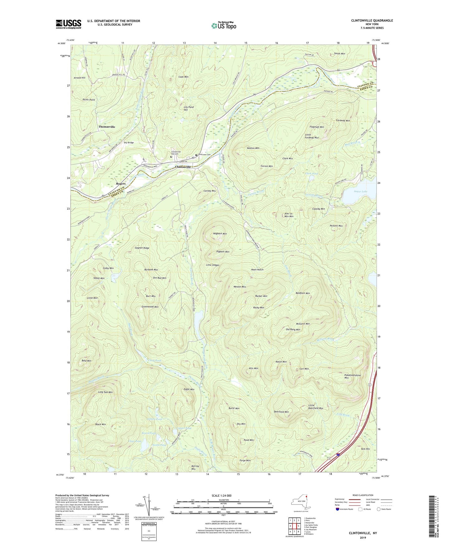 Clintonville New York US Topo Map Image