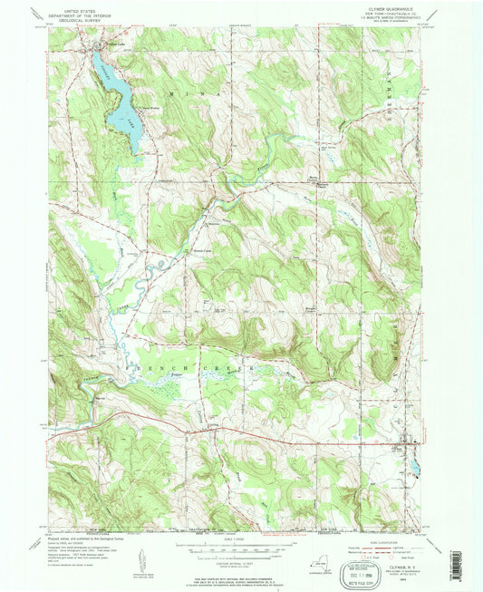 Classic USGS Clymer New York 7.5'x7.5' Topo Map Image