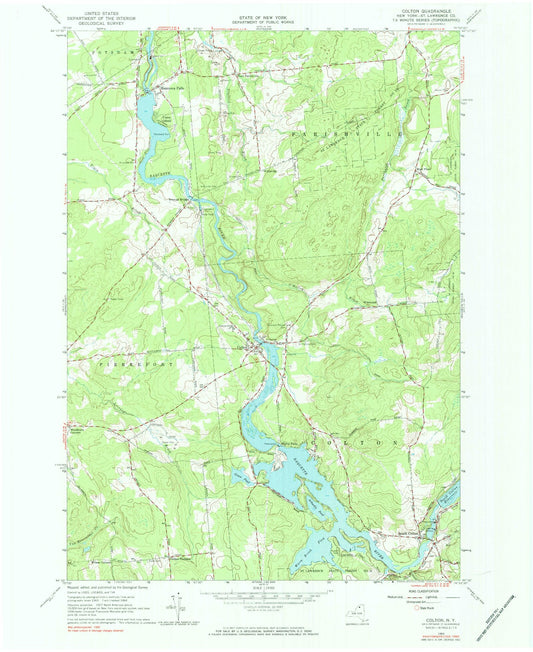 Classic USGS Colton New York 7.5'x7.5' Topo Map Image