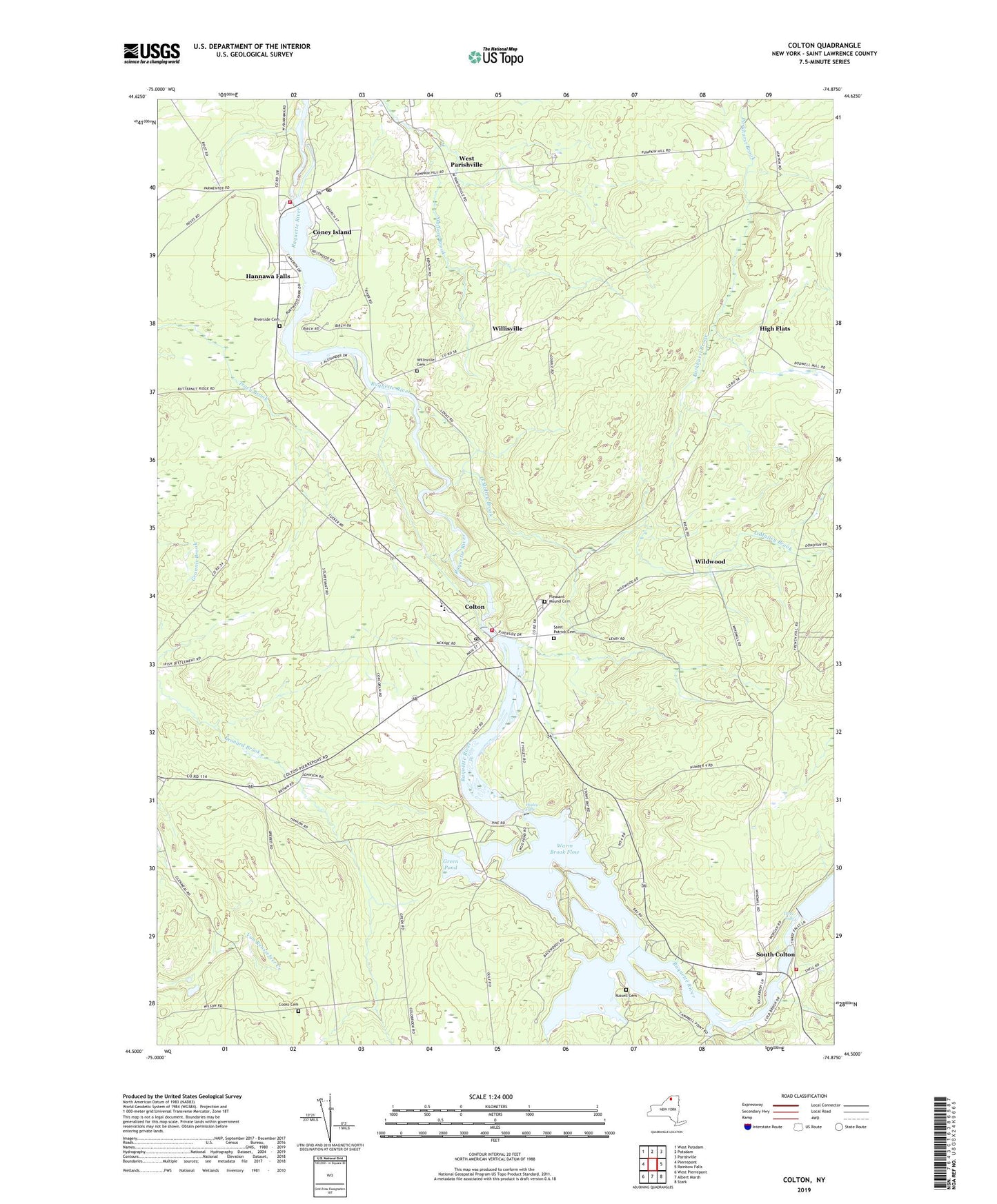 Colton New York US Topo Map Image