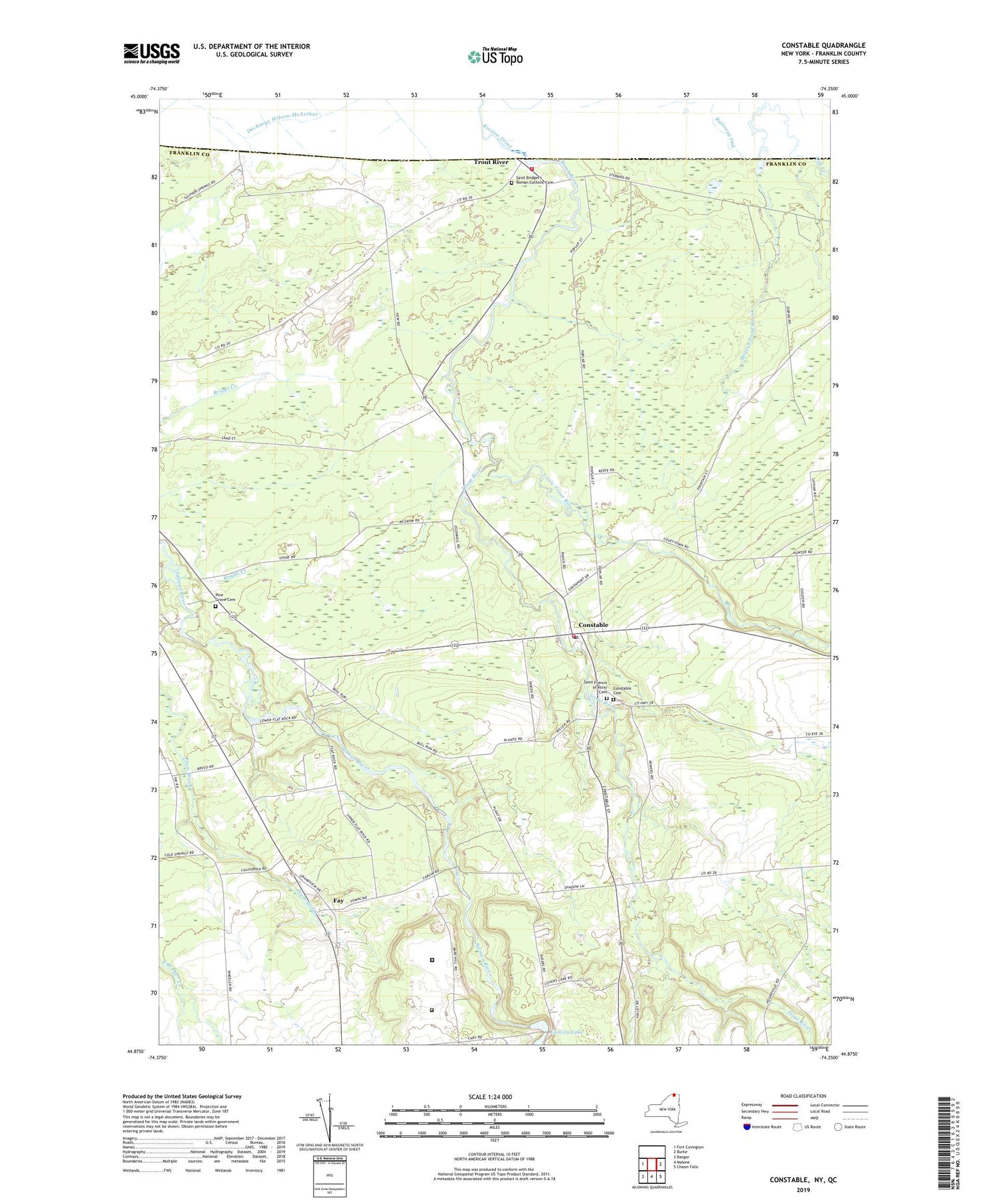 Constable New York US Topo Map Image