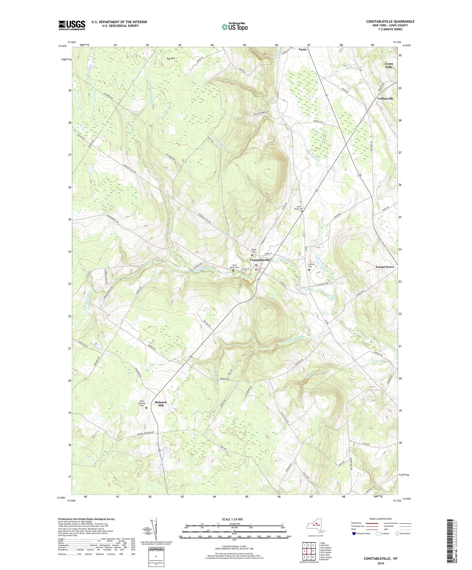 Constableville New York US Topo Map Image