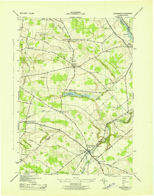 Classic USGS Copenhagen New York 7.5'x7.5' Topo Map Image