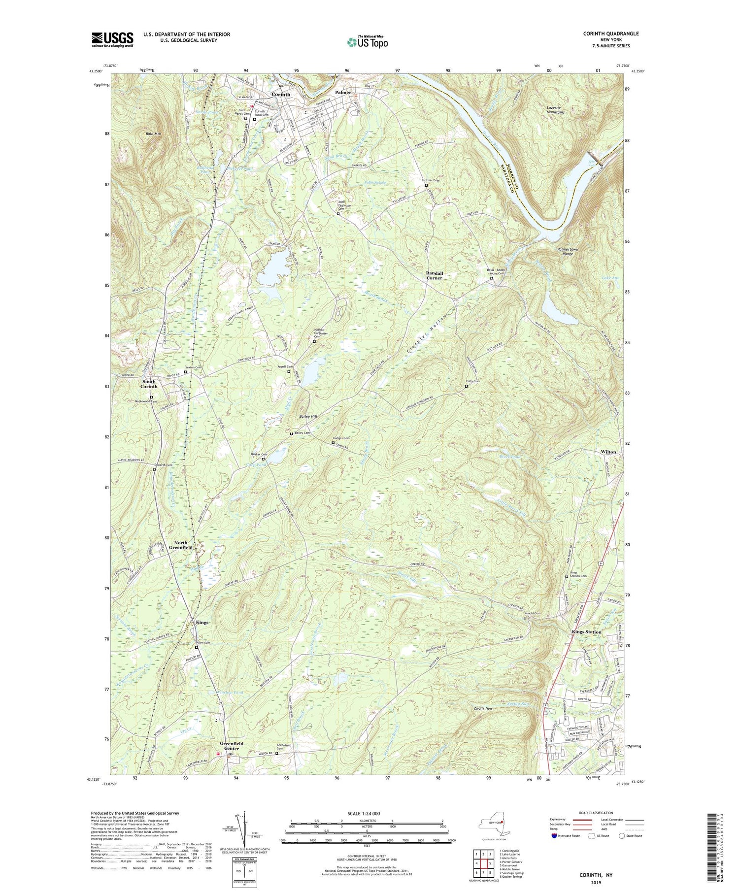 Corinth New York US Topo Map Image