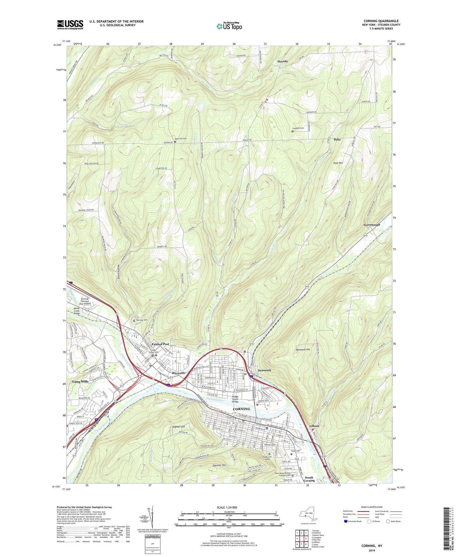 Corning New York US Topo Map Image