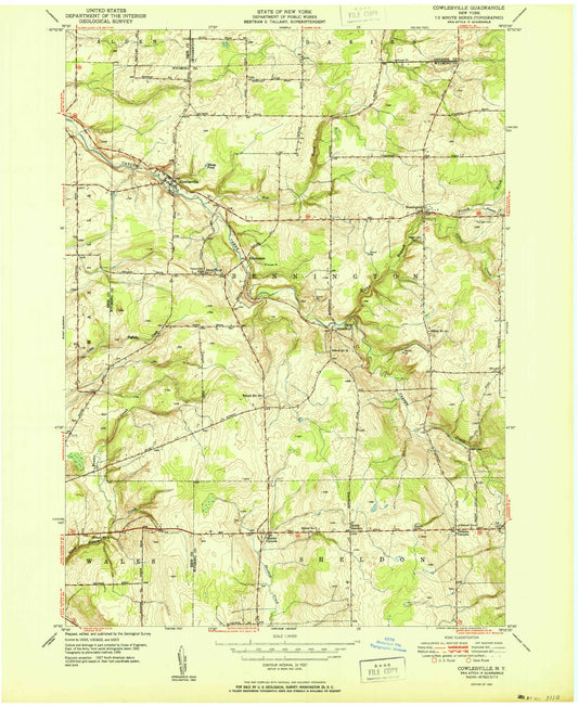 Classic USGS Cowlesville New York 7.5'x7.5' Topo Map Image