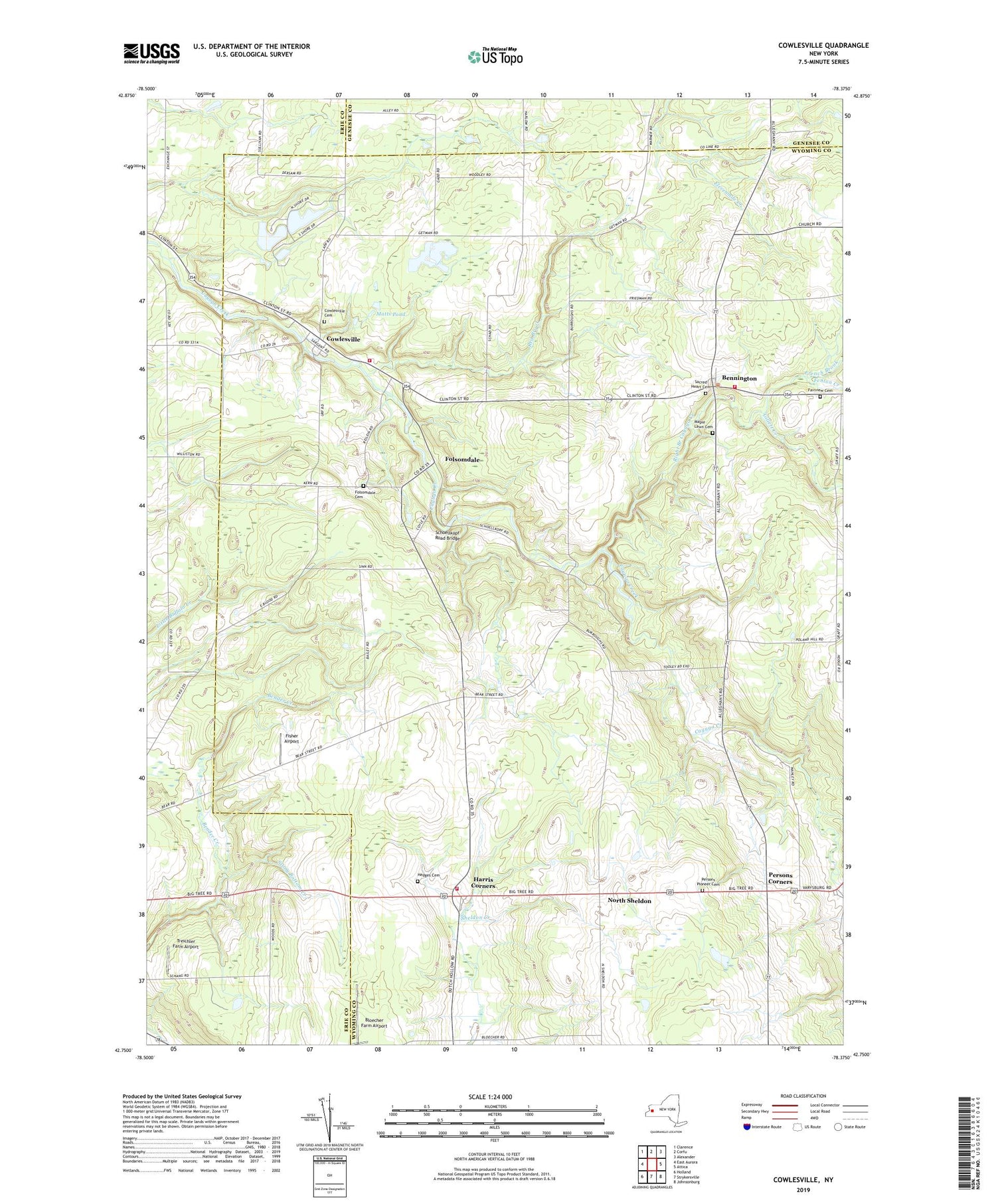 Cowlesville New York US Topo Map Image