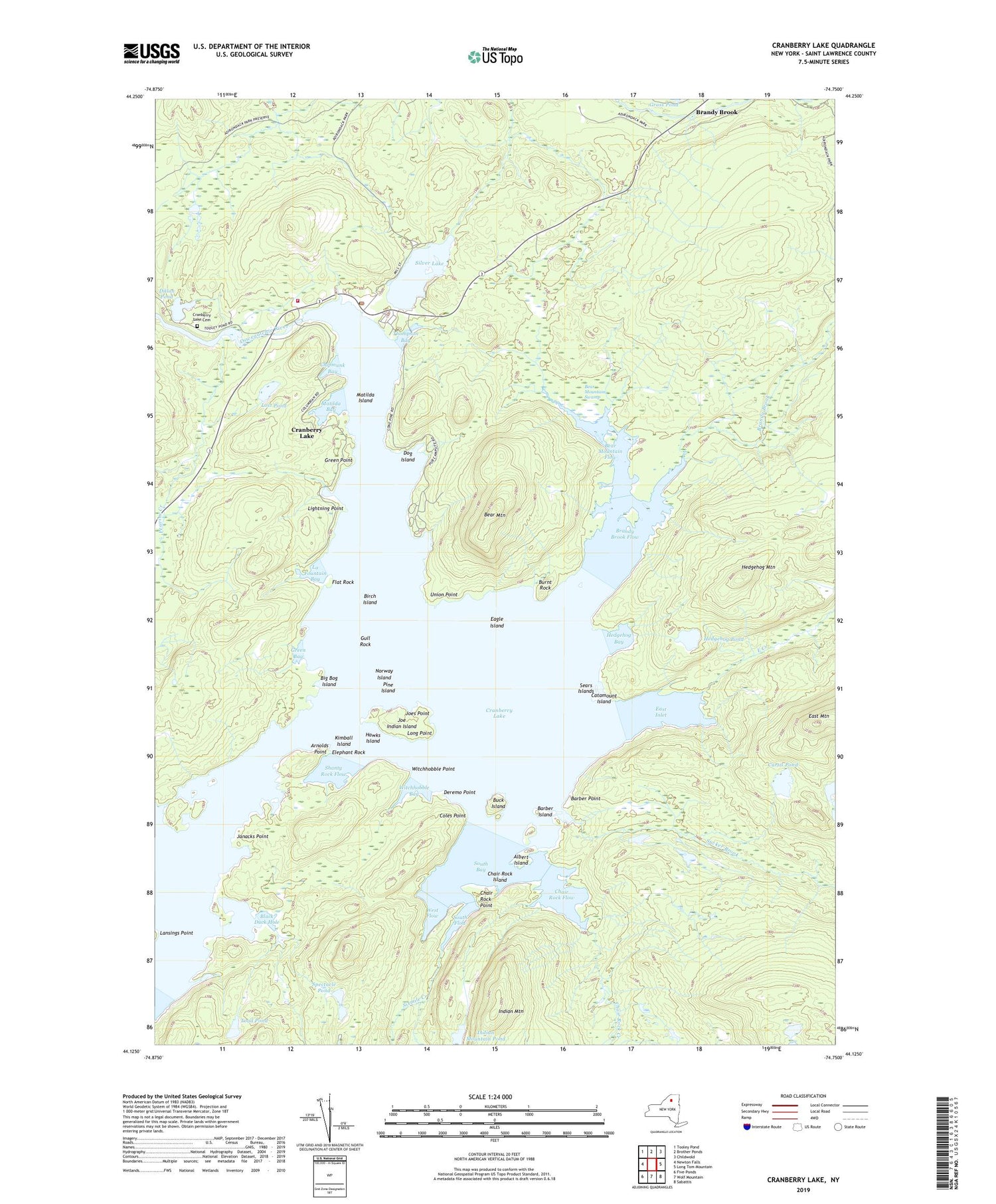 Cranberry Lake New York US Topo Map Image
