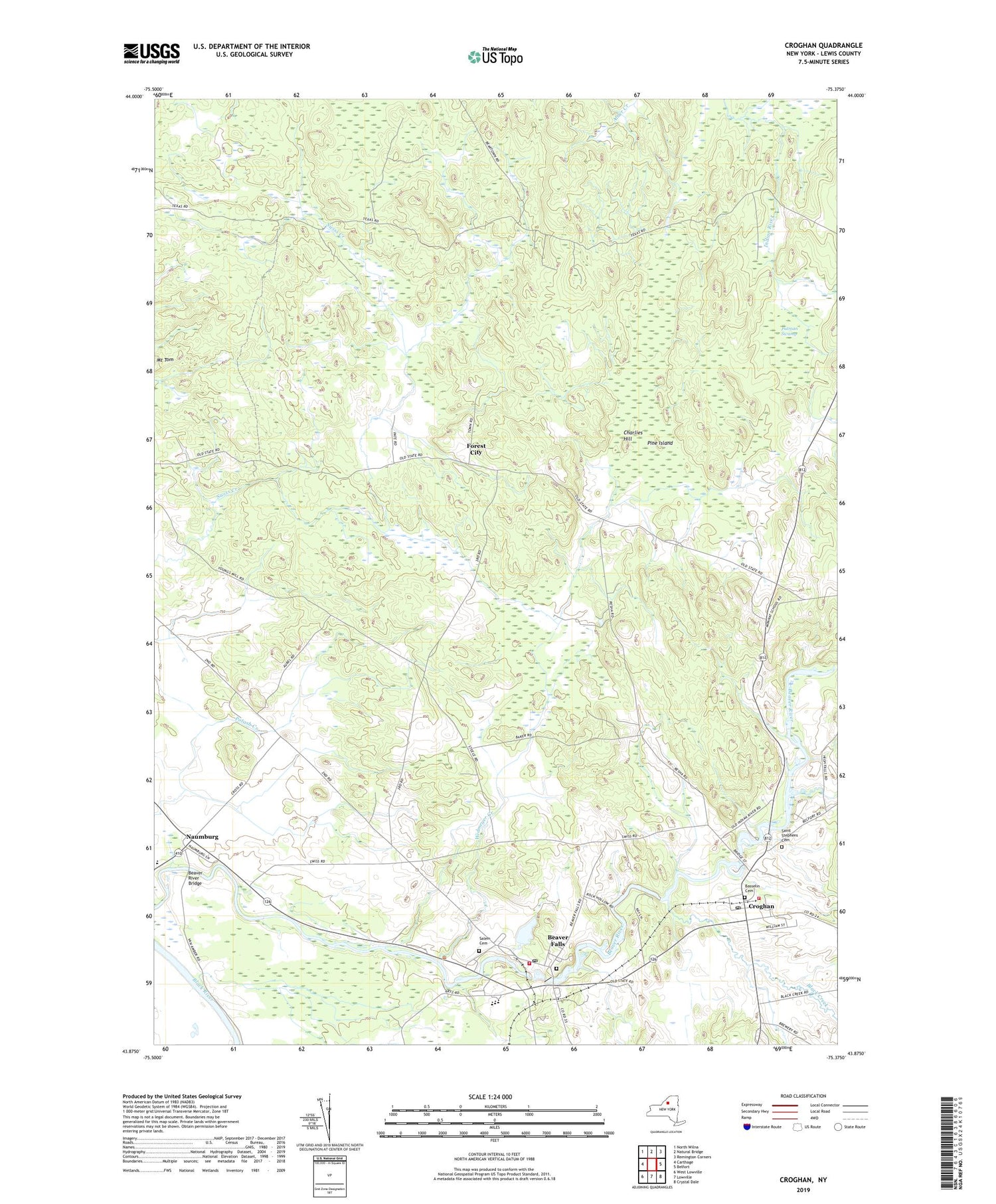 Croghan New York US Topo Map Image