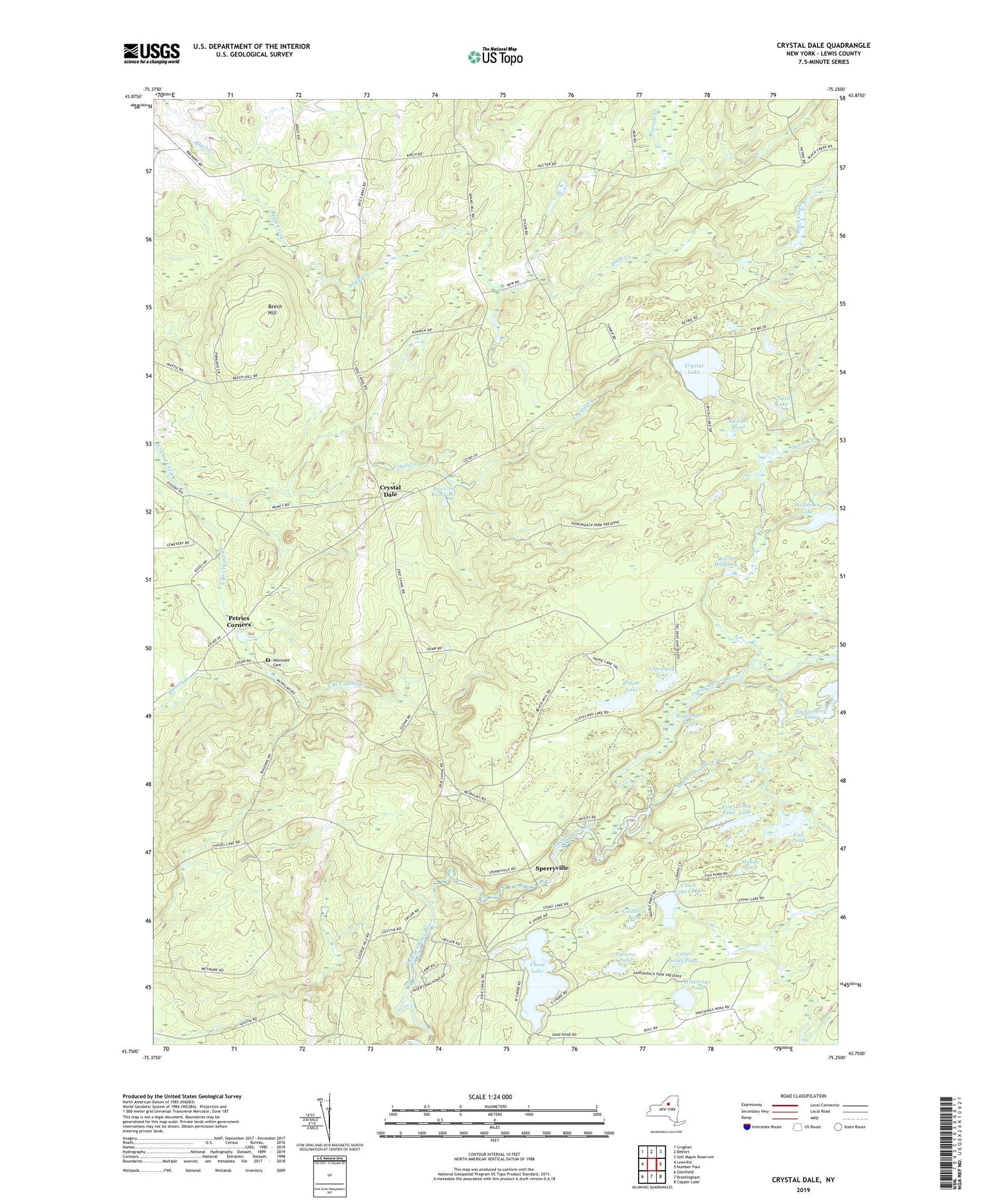Crystal Dale New York US Topo Map Image