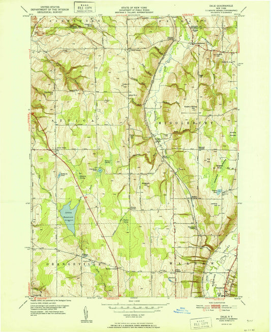 Classic USGS Dale New York 7.5'x7.5' Topo Map Image