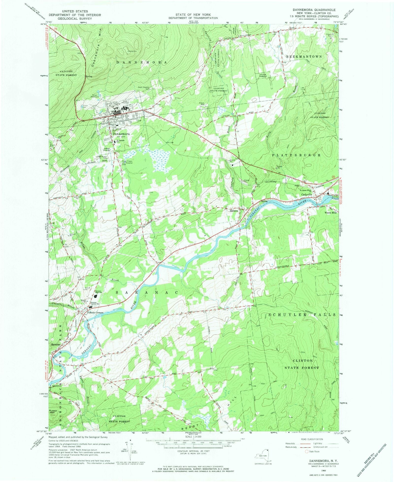 Classic USGS Dannemora New York 7.5'x7.5' Topo Map MyTopo Map Store