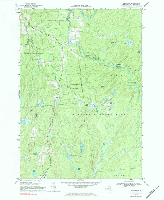 Classic USGS Degrasse New York 7.5'x7.5' Topo Map Image