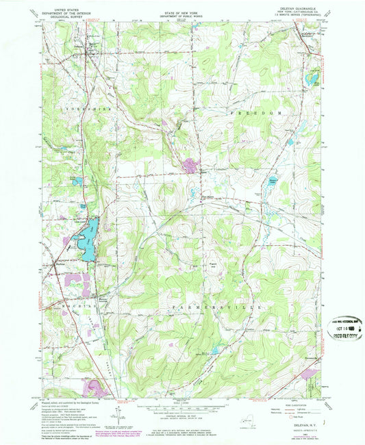 Classic USGS Delevan New York 7.5'x7.5' Topo Map Image