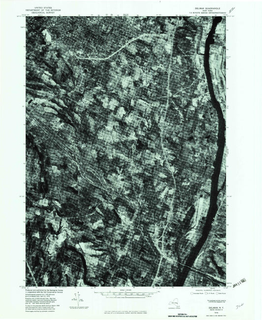 Classic USGS Delmar New York 7.5'x7.5' Topo Map Image