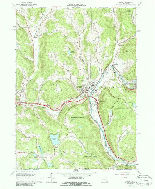 Classic USGS Deposit New York 7.5'x7.5' Topo Map Image