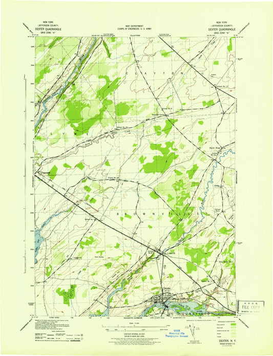 Classic USGS Dexter New York 7.5'x7.5' Topo Map Image