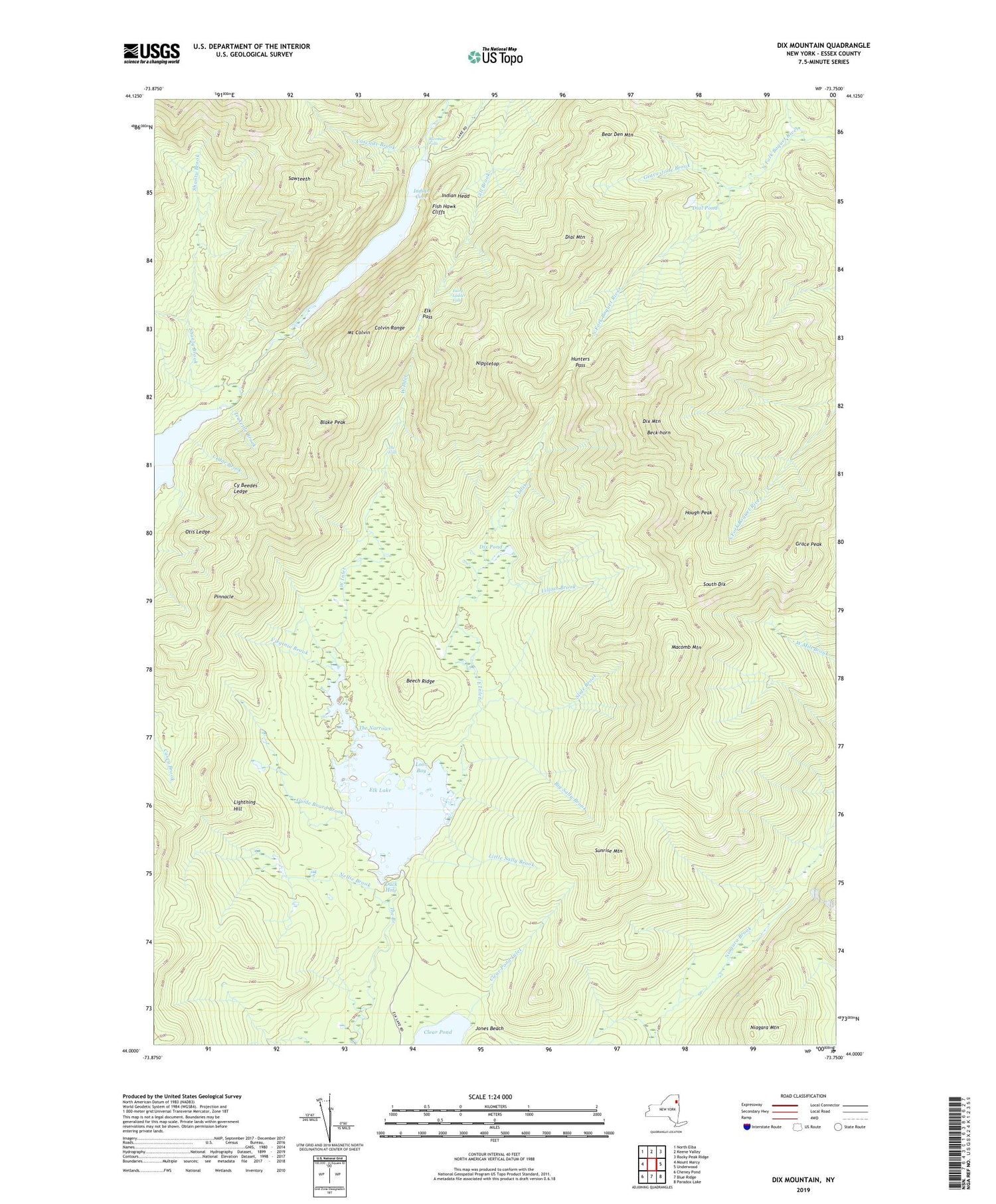 Dix Mountain New York US Topo Map Image