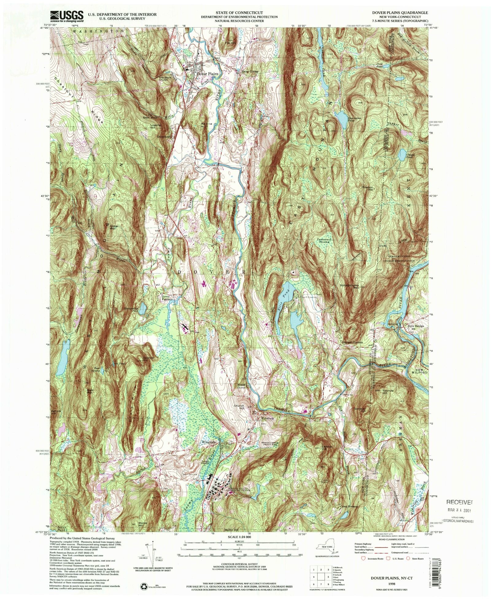 Classic USGS Dover Plains New York 7.5'x7.5' Topo Map – MyTopo Map Store