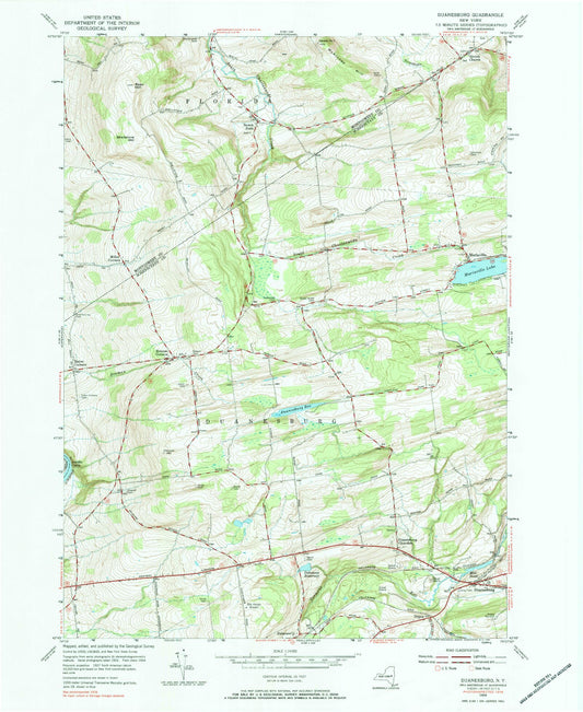 Classic USGS Duanesburg New York 7.5'x7.5' Topo Map Image