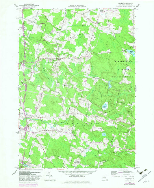 Classic USGS Dugway New York 7.5'x7.5' Topo Map Image