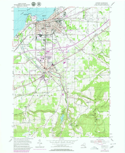 Classic USGS Dunkirk New York 7.5'x7.5' Topo Map Image