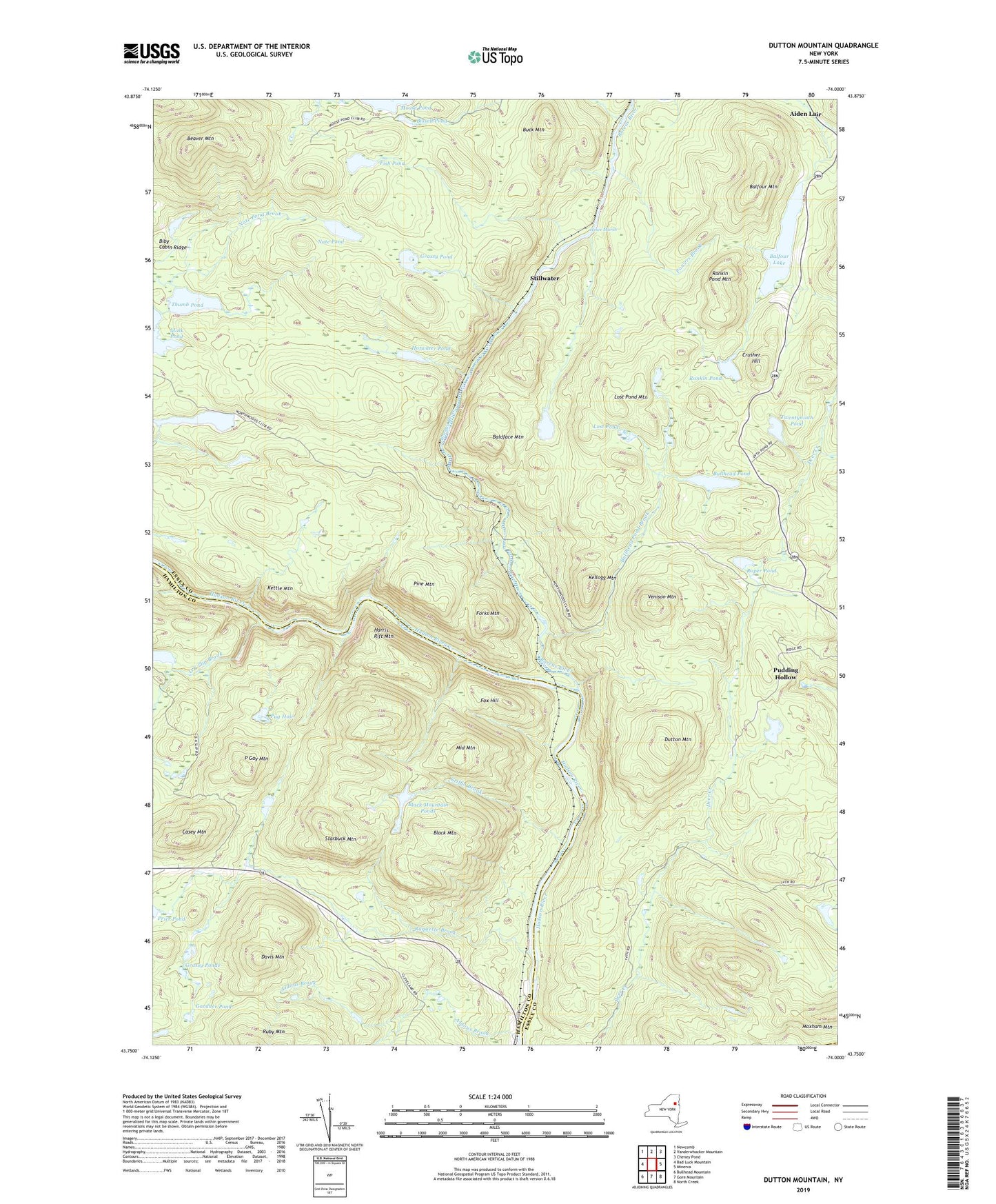 Dutton Mountain New York US Topo Map Image