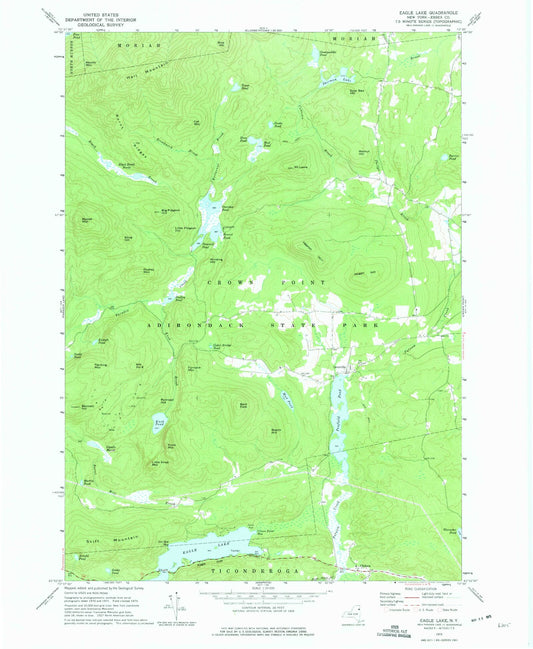 Classic USGS Eagle Lake New York 7.5'x7.5' Topo Map Image