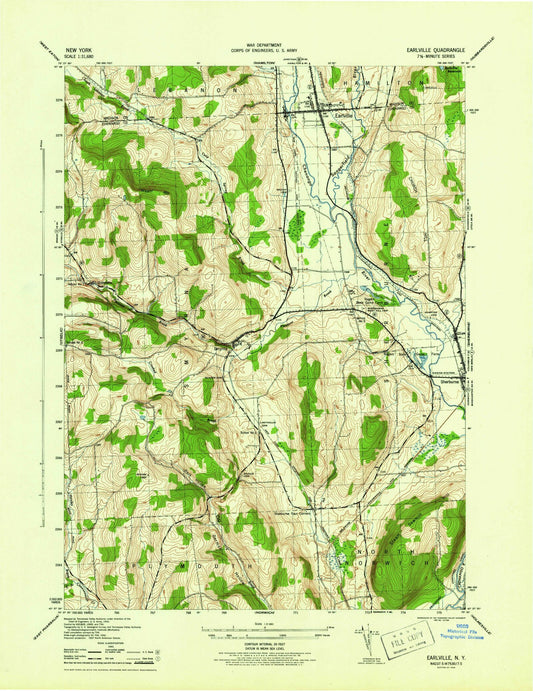 Classic USGS Earlville New York 7.5'x7.5' Topo Map Image
