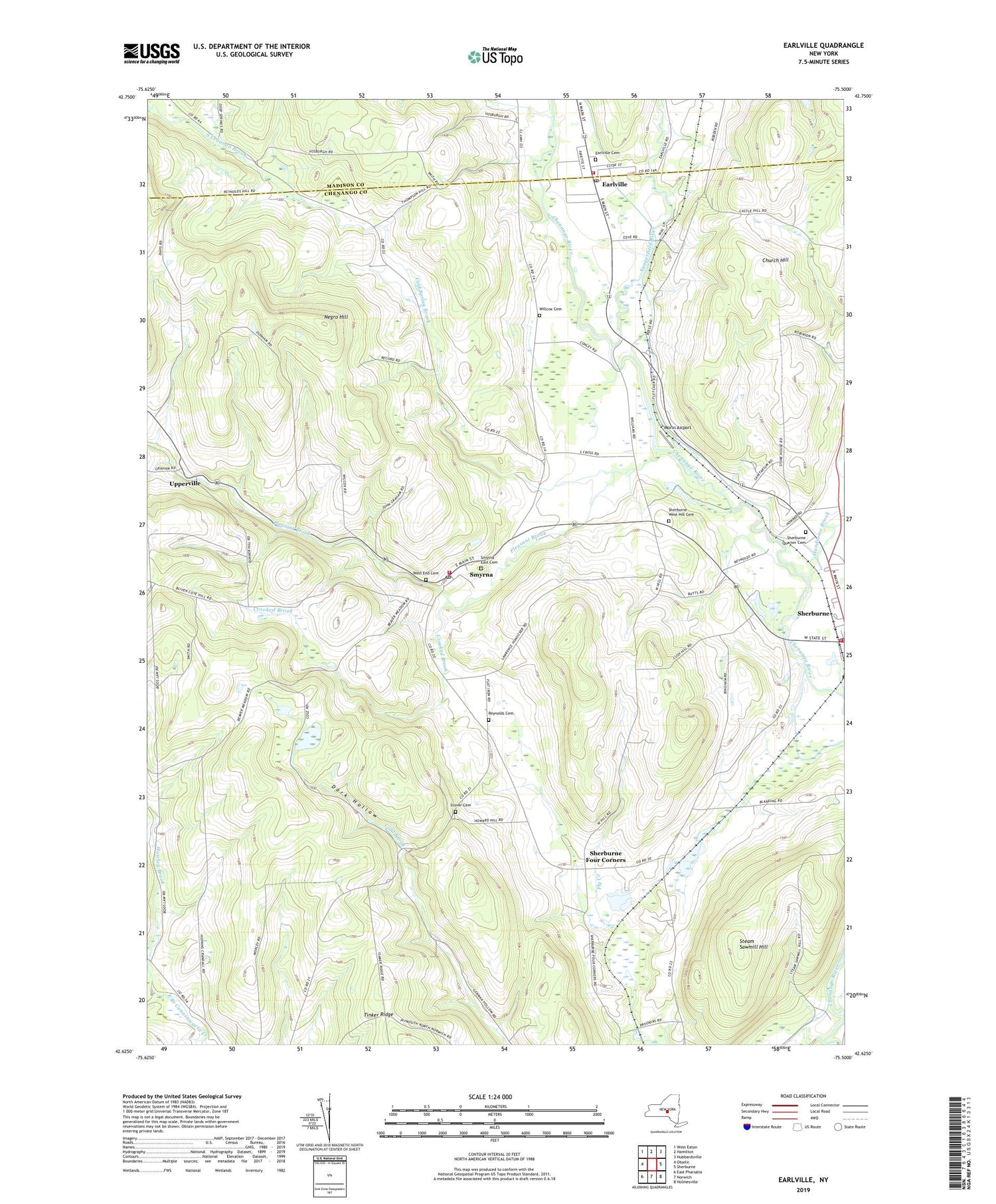 Earlville New York US Topo Map Image