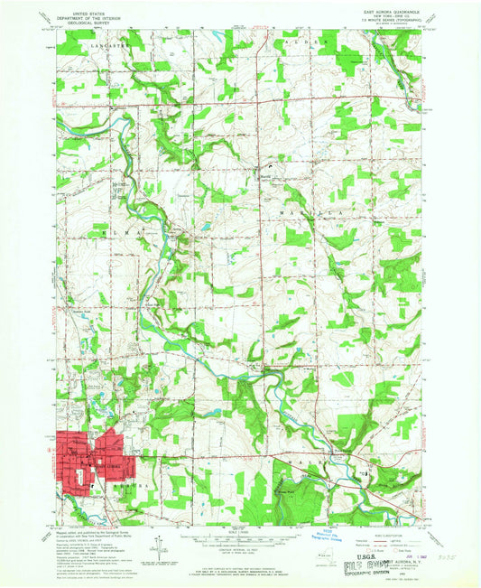 Classic USGS East Aurora New York 7.5'x7.5' Topo Map Image