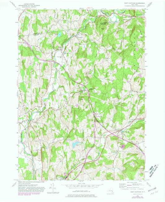 Classic USGS East Chatham New York 7.5'x7.5' Topo Map Image
