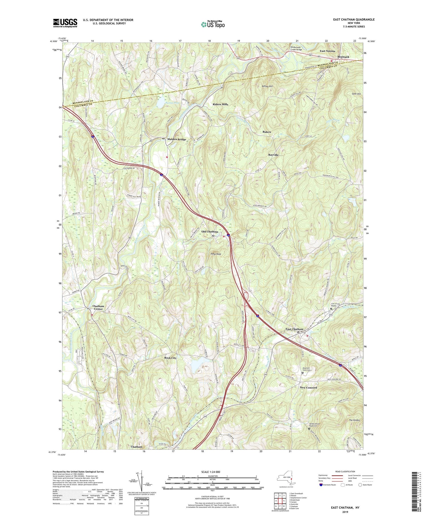 East Chatham New York US Topo Map Image