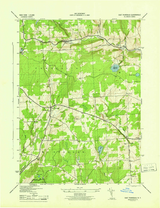 Classic USGS East Pharsalia New York 7.5'x7.5' Topo Map Image