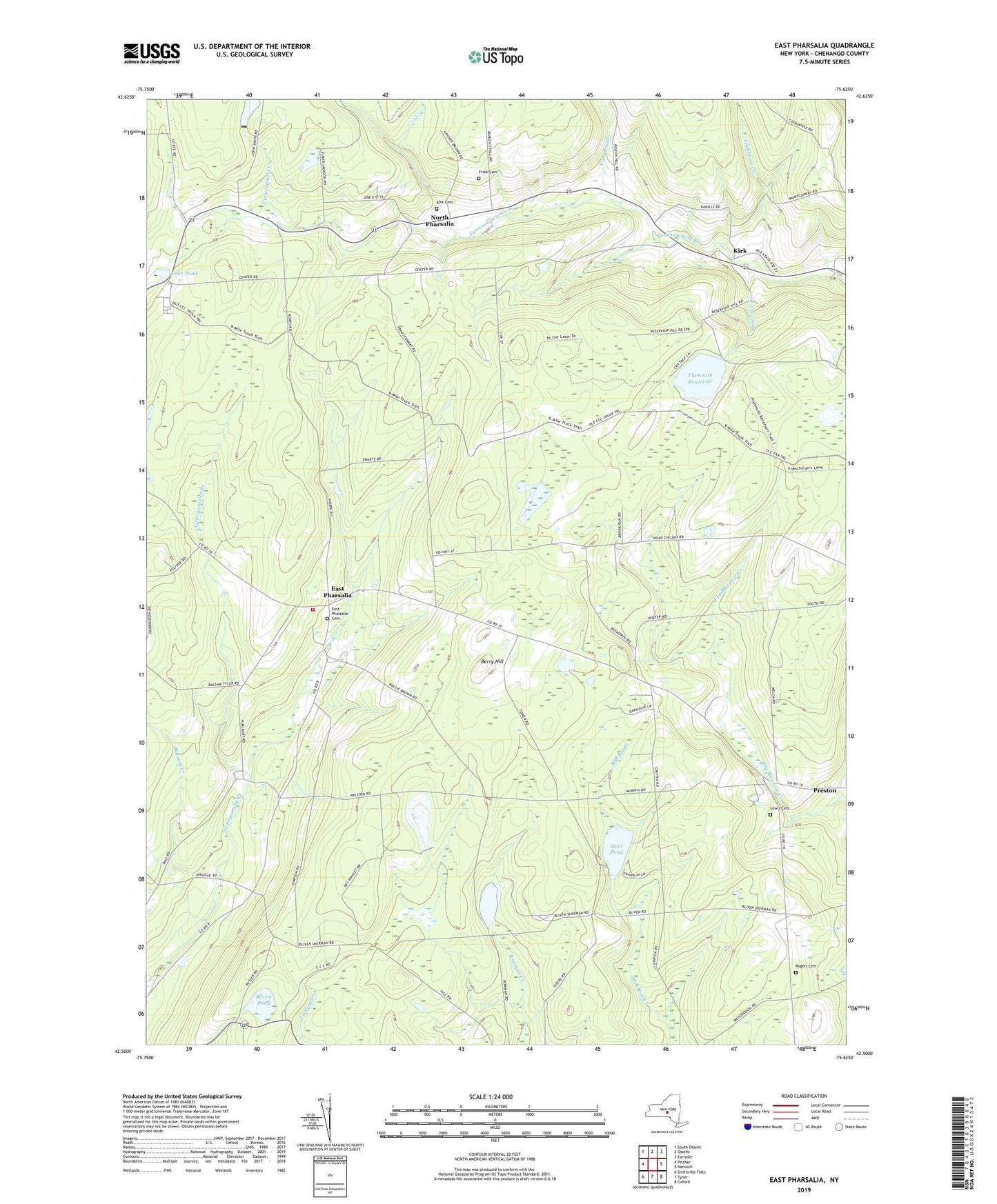 East Pharsalia New York US Topo Map Image