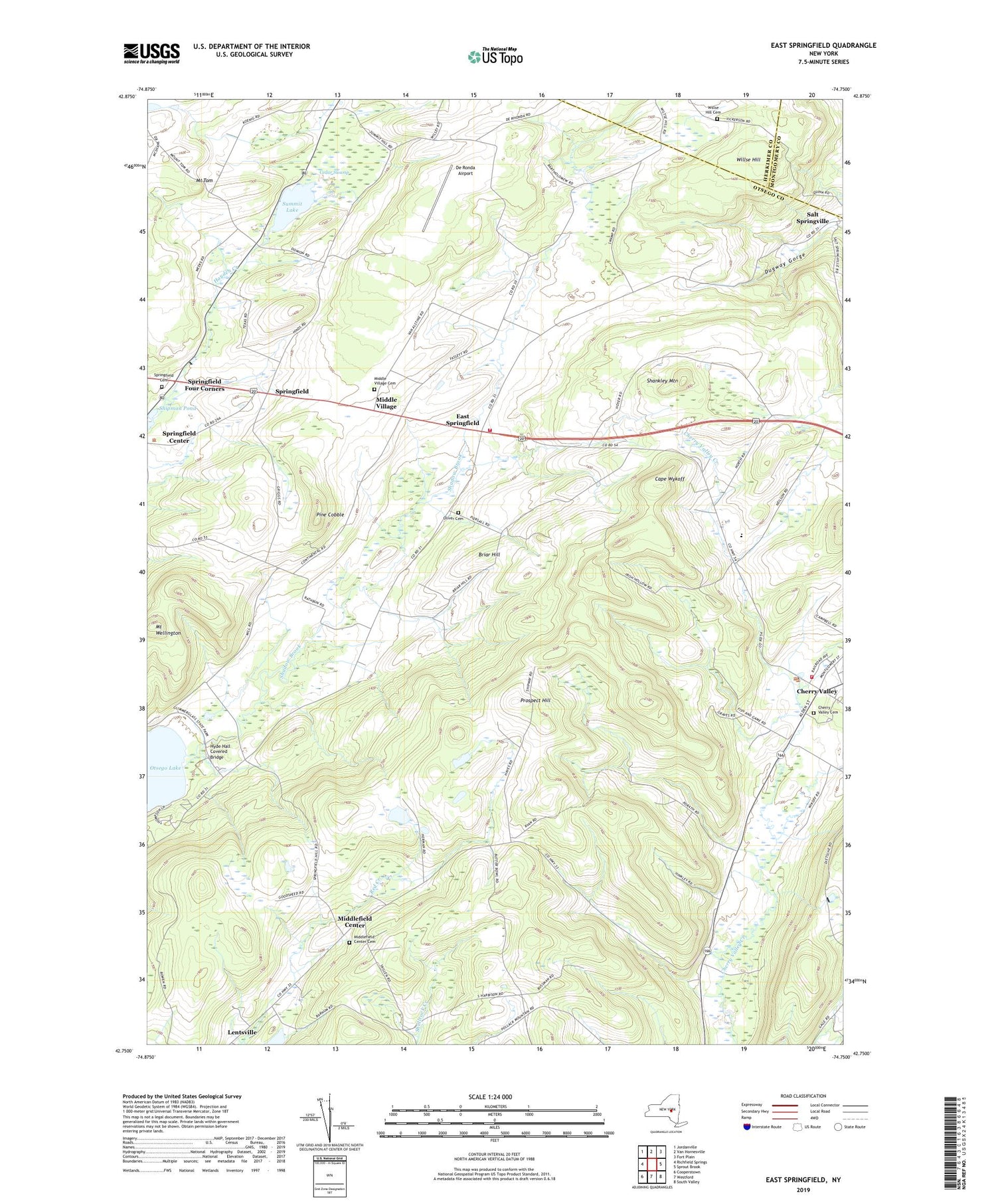 East Springfield New York US Topo Map Image