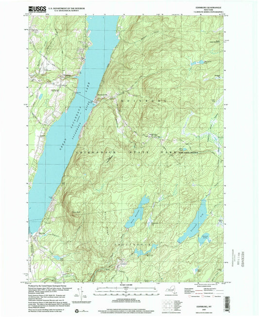 Classic USGS Edinburg New York 7.5'x7.5' Topo Map Image