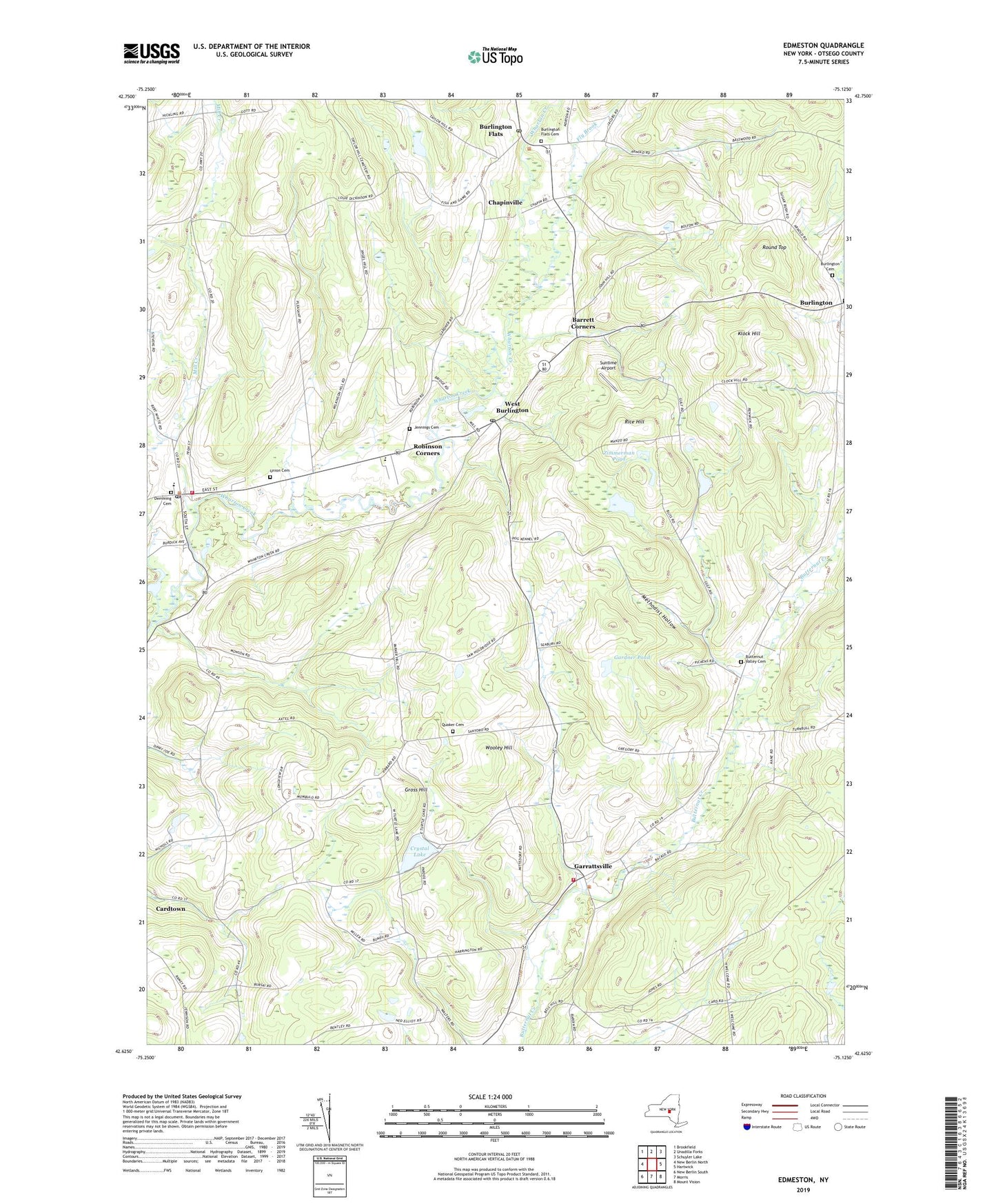 Edmeston New York US Topo Map Image