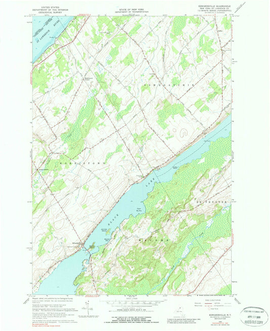 Classic USGS Edwardsville New York 7.5'x7.5' Topo Map Image
