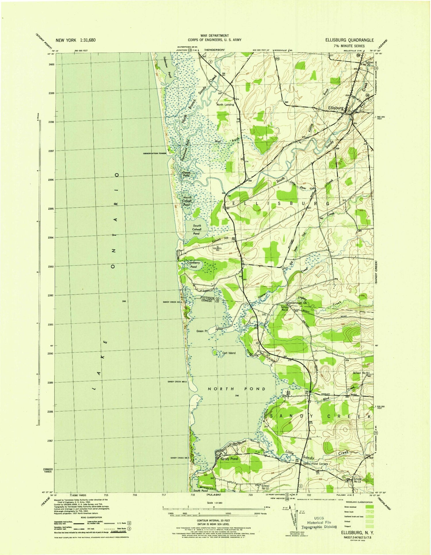 Classic USGS Ellisburg New York 7.5'x7.5' Topo Map Image
