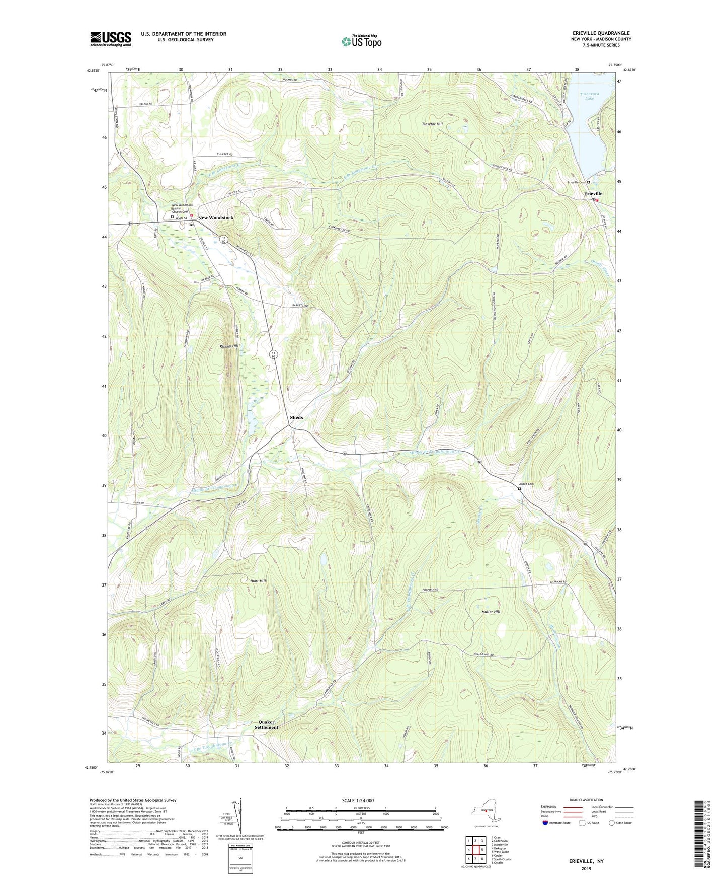 Erieville New York US Topo Map Image
