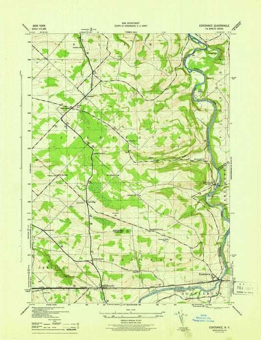 Classic USGS Esperance New York 7.5'x7.5' Topo Map Image