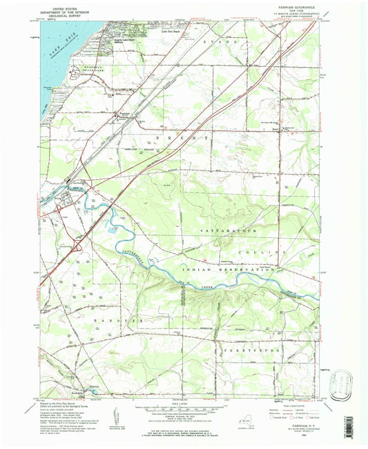 Classic USGS Farnham New York 7.5'x7.5' Topo Map Image