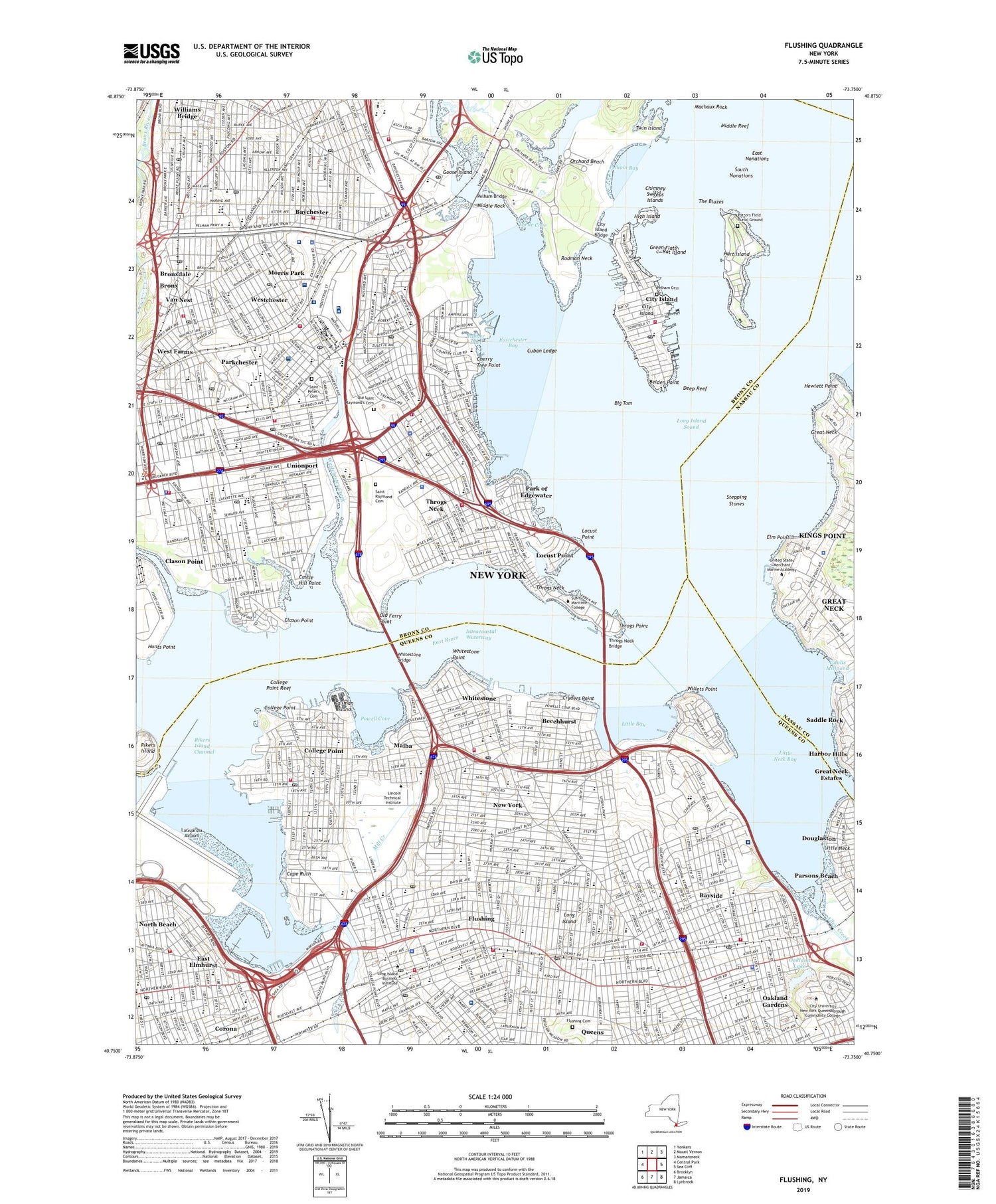 Flushing New York US Topo Map Image