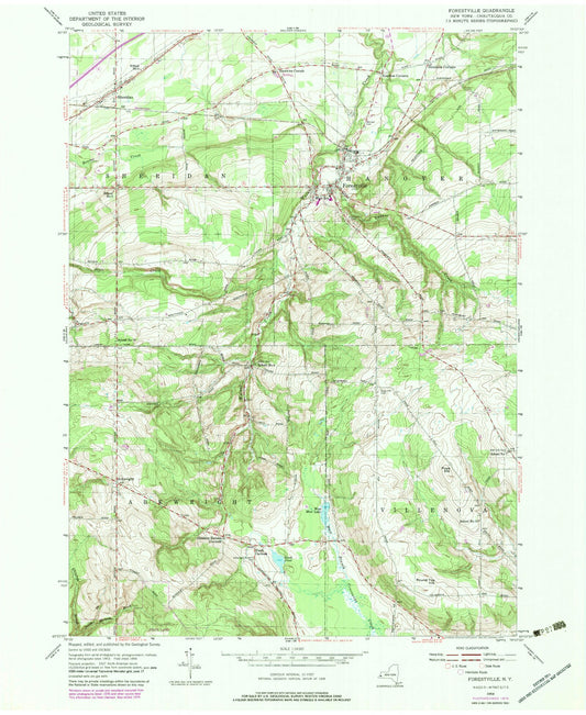 Classic USGS Forestville New York 7.5'x7.5' Topo Map Image