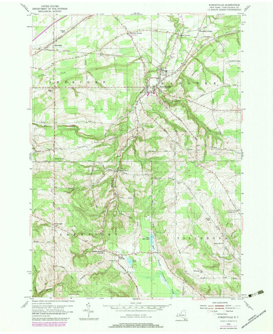 Classic USGS Forestville New York 7.5'x7.5' Topo Map Image