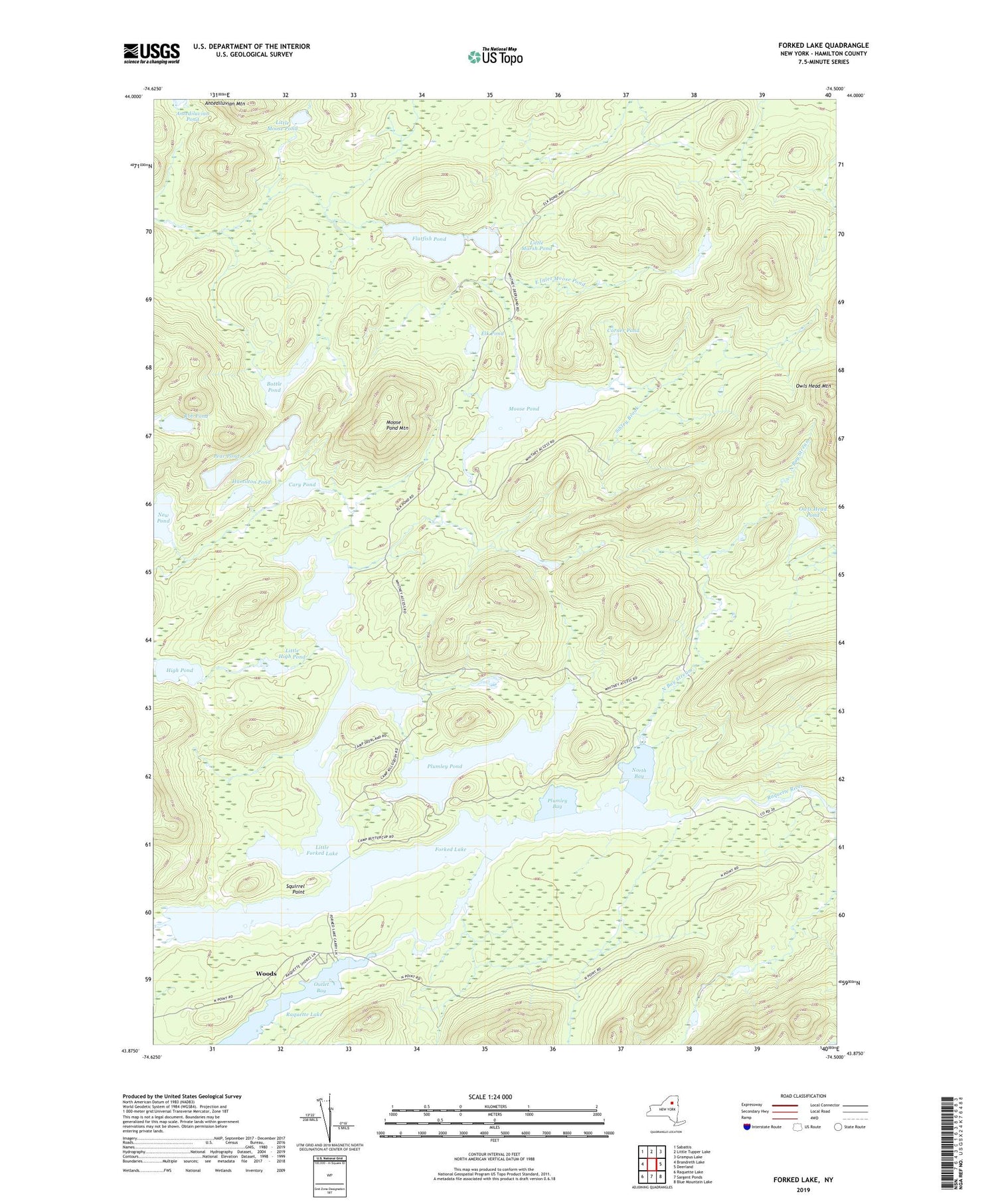 Forked Lake New York US Topo Map Image