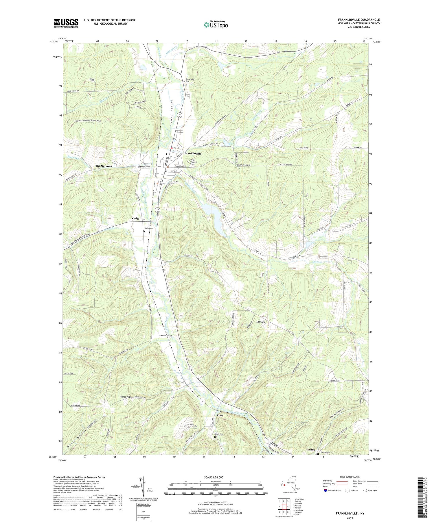 Franklinville New York US Topo Map Image
