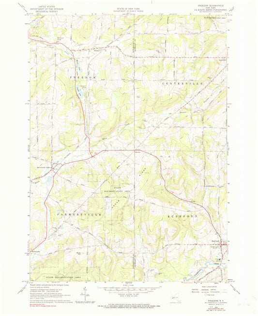 Classic USGS Freedom New York 7.5'x7.5' Topo Map Image
